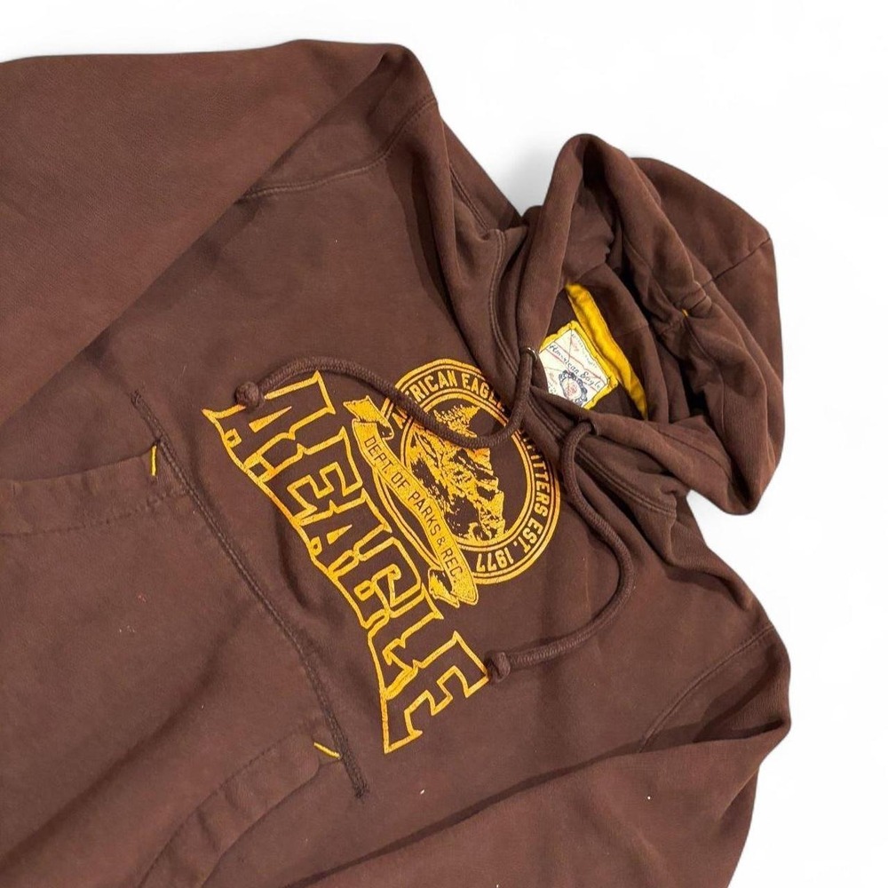 American Eagle Outfitters Brown Graphic Pullover Hoodie Mens Medium Vintage